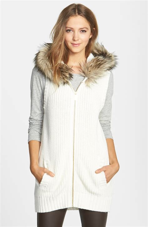 michael michael kors faux-fur-trim hooded vest